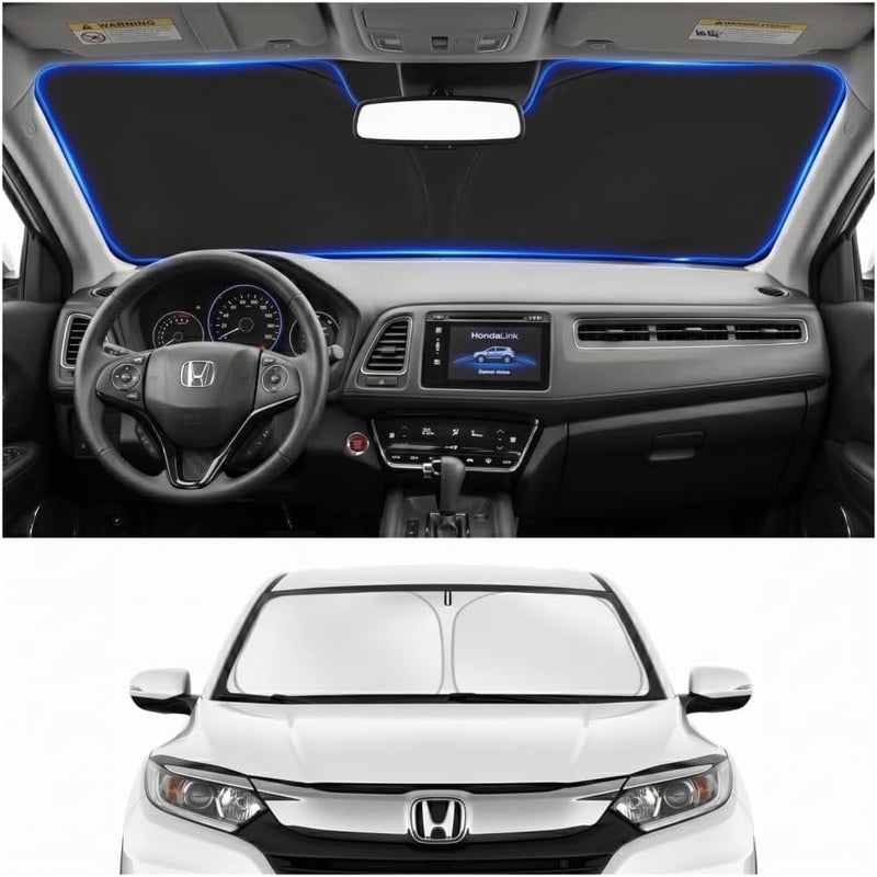 غطاء زجاج أمامي مخصص للشمس لهوندا HRV HR-V 2016-2022 | غطاء زجاج أمامي مخصص، يحجب الأشعة فوق البنفسجية، درع حراري مزدوج الطبقة، إطار متين، سهل الطي والتخزين - Image 1