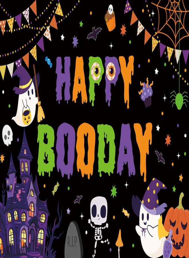 INRUI Halloween Booday Photography Backdrop Cute Spooky Ghost Birthday Decor Happy Boo Day Party Banner (8x6FT) - Image 5