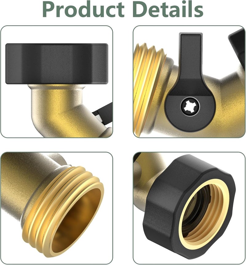 Twinkle Star le Star 3/4" Brass Shut Off Valve Gooseneck Garden Hose Connector, 2 Pack - Image 4