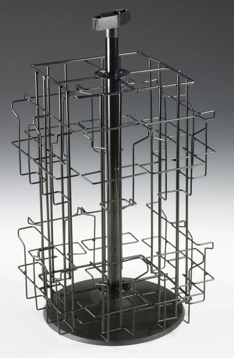 Displays2go Wire Literature Display for Counter Rotating Brochure Rack with 16 FullView Pockets for 4x9 Pamphlets Plastic Sign Holder Included  Black - Image 1