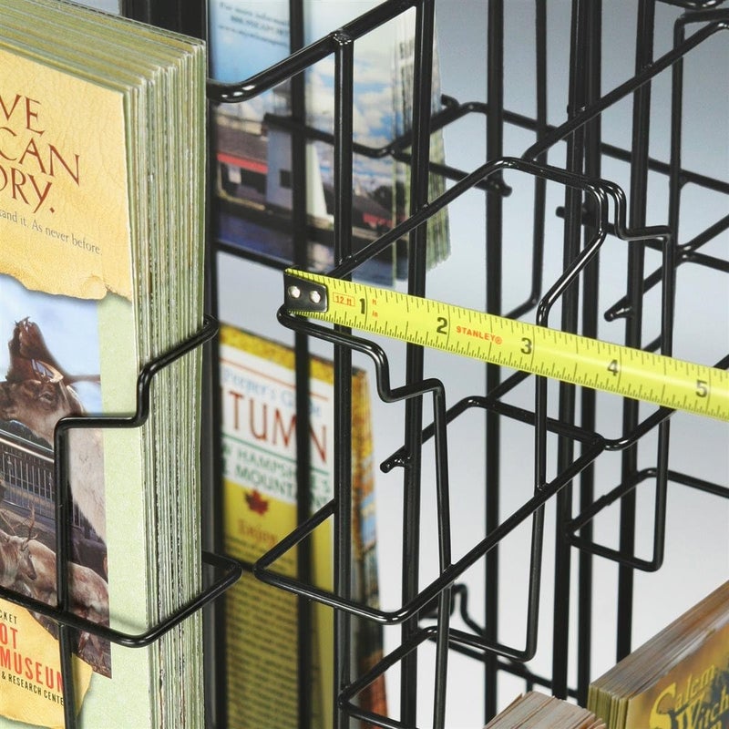 Displays2go Wire Literature Display for Counter Rotating Brochure Rack with 16 FullView Pockets for 4x9 Pamphlets Plastic Sign Holder Included  Black - Image 5