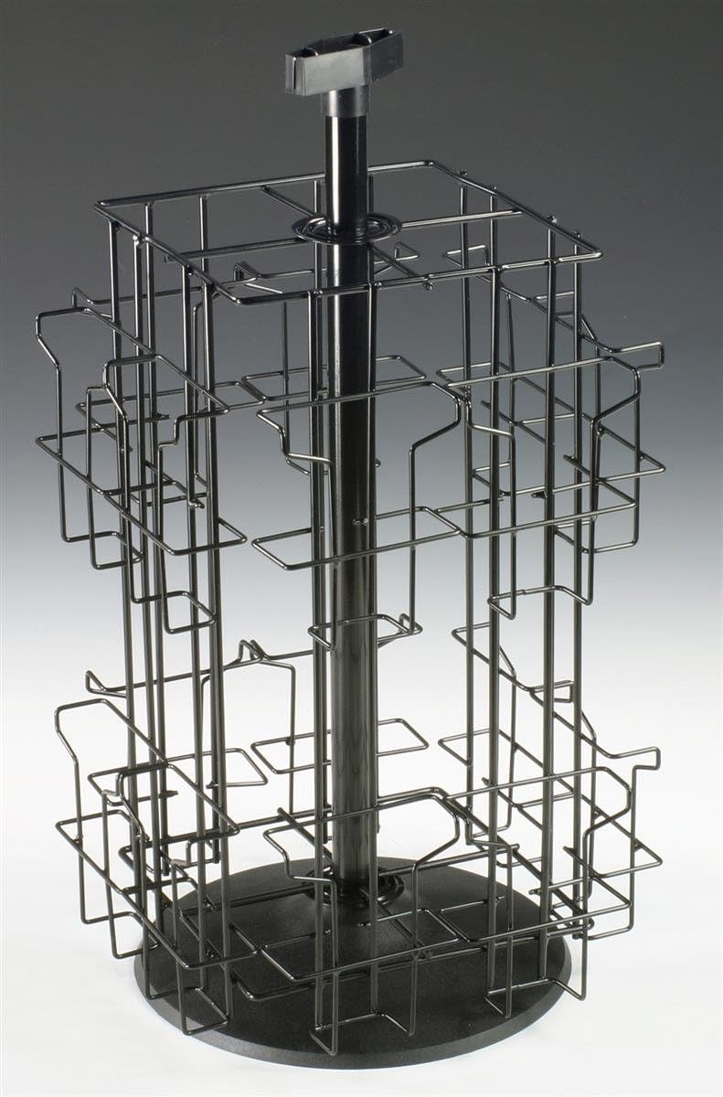 Displays2go Wire Literature Display for Counter Rotating Brochure Rack with 16 FullView Pockets for 4x9 Pamphlets Plastic Sign Holder Included  Black - Image 2