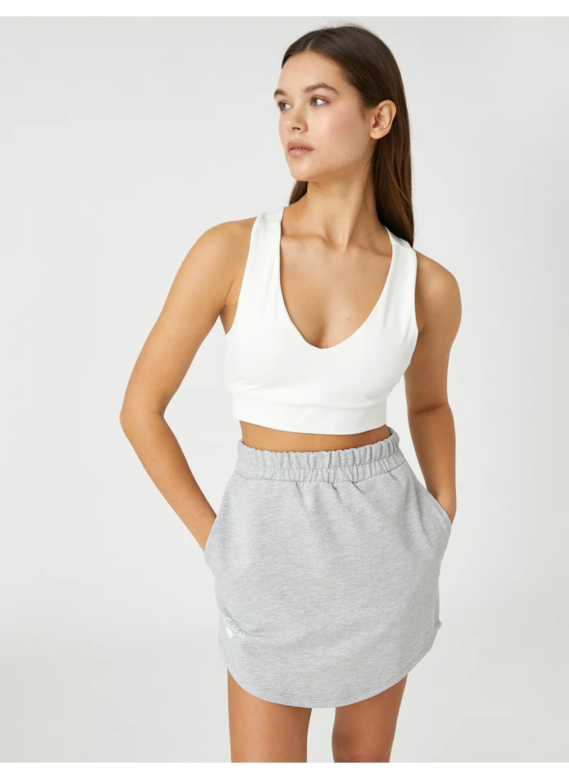 KOTON Cotton Mini Sports Skirt with Elastic Waist and Pocket