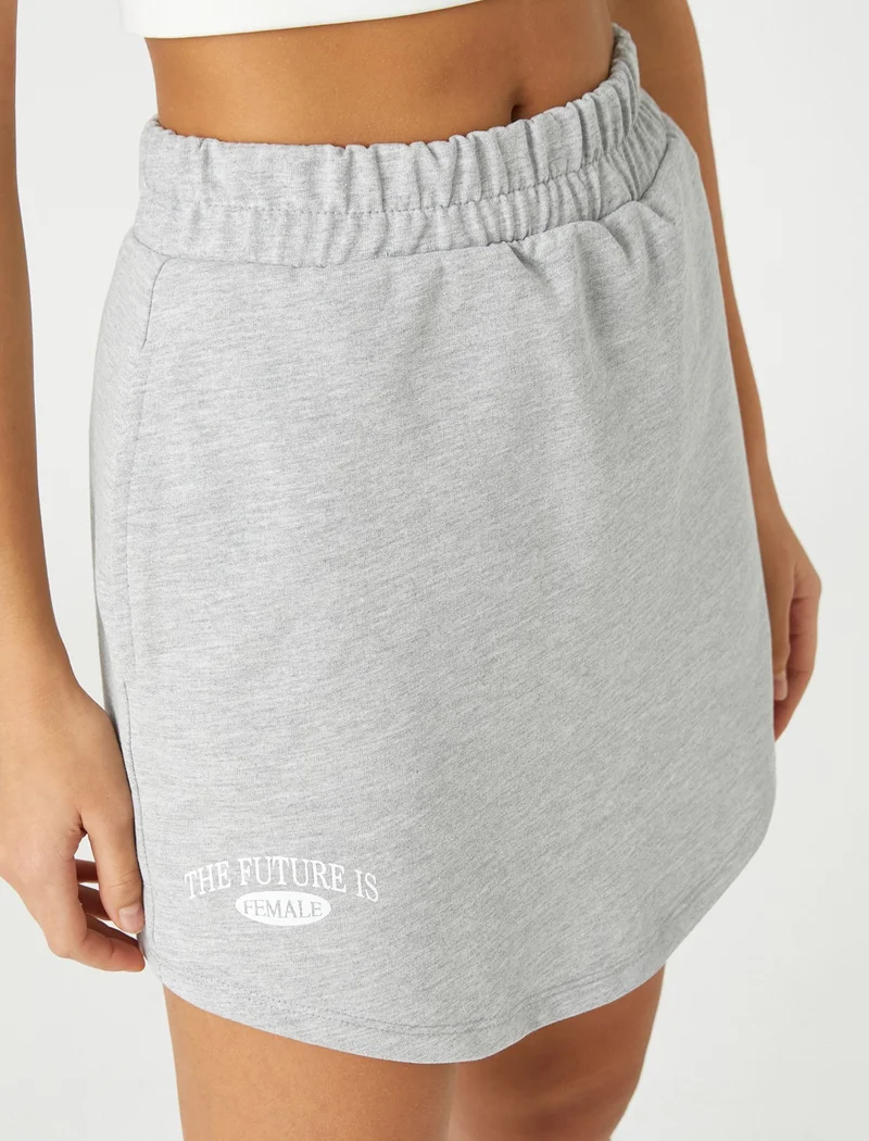 كوتون Cotton Mini Sports Skirt with Elastic Waist and Pocket