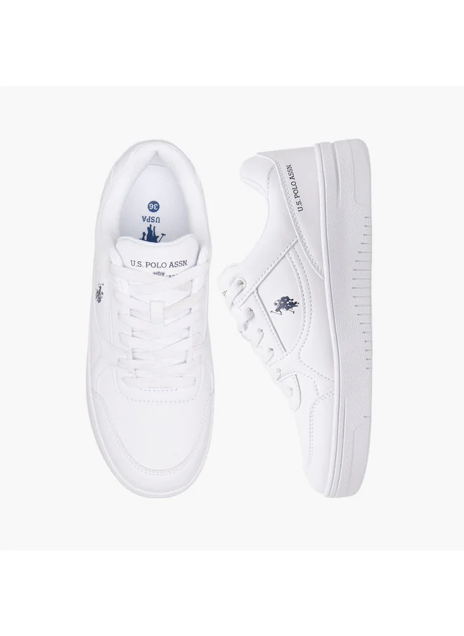 يو اس بولو اسن Women's Logo Detail Sneakers with Lace-Up Closure