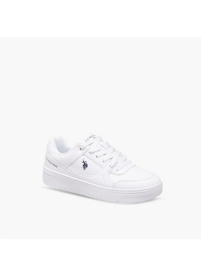 يو اس بولو اسن Women's Logo Detail Sneakers with Lace-Up Closure
