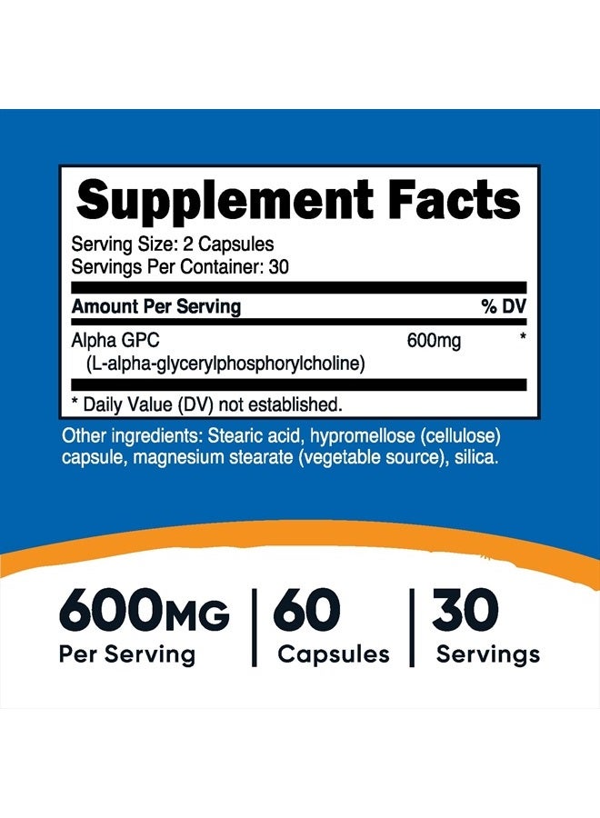 Nutricost Alpha GPC 600mg, 60 Vegetarian Capsules - Non-GMO and Gluten Free, 300mg Per Capsule - Image 4