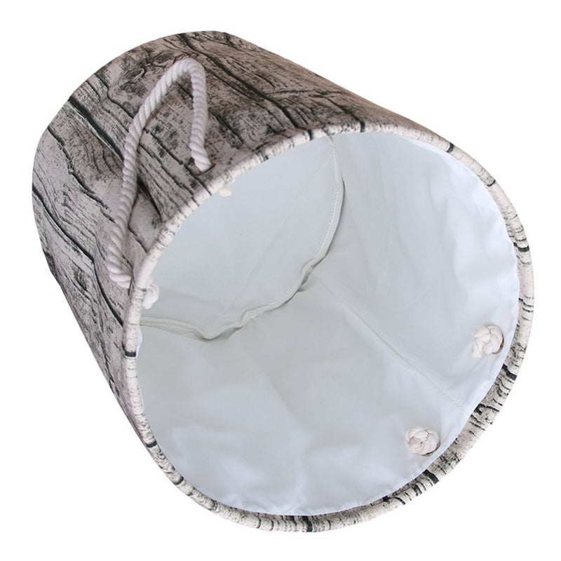 Jacone Stylish Tree Stump Shape Design Storage Basket Cotton Fabric Washable Cylindric Laundry Hamper with Rope Handles, Decorative and Convenient for Kids Bedroom - Image 3