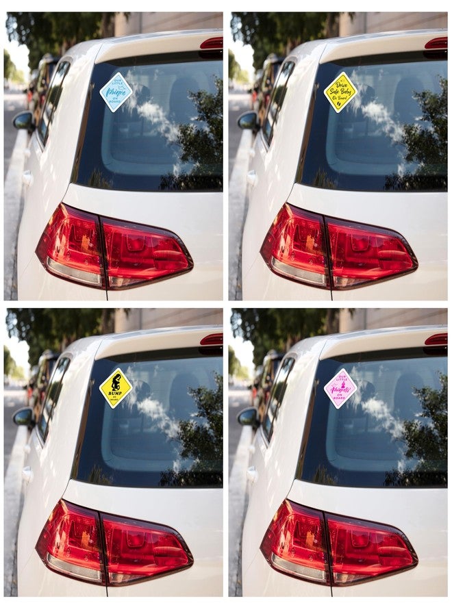 YaaNaa-Baby On Board Car Sticker-High Visibility Vinyl Decal for Vehicle Safety, Bright and Eye-Catching Safety Sign,Easy to Apply & Remove,Weatherproof for Rear Window, Pack of 6 Unique Design Set 3 - Image 3