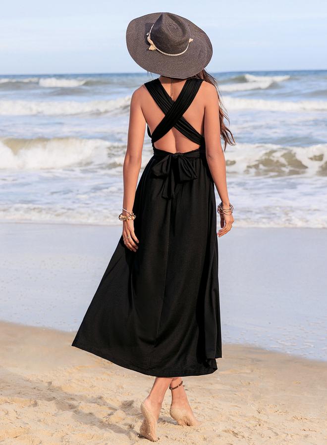 Take Two Black Sleeveless A-Line Ankle-Length Dress - Image 3