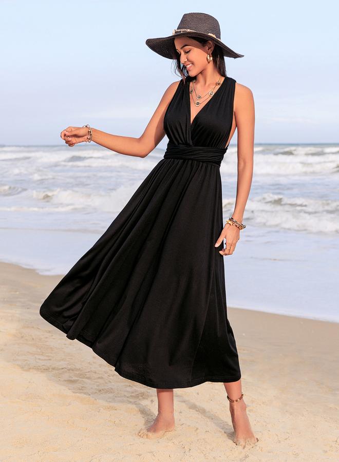 Take Two Black Sleeveless A-Line Ankle-Length Dress - Image 2