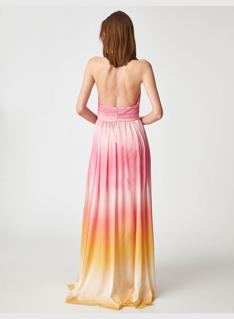 KOTON فستان ماكسي هالتر بتدرج الألوان - Image 4