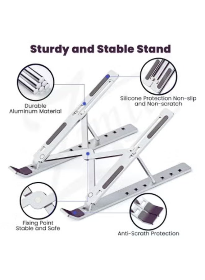 Zimtal Laptop Stand for Desk by Zimtal Adjustable Ergonomic Portable Aluminum Holder for Laptop 6 Angles Anti-Slip Riser Compatible with 9-15.6 inch Laptops (Silver) - Image 3