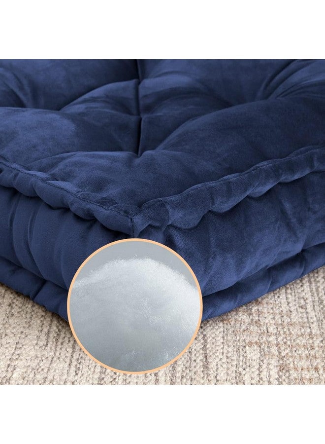 9villa 9villa Velvet Floor Cushion - Soft & Thick Micro-Fiber Filler - Large Size Cushion for Sofa, Reading Book, Living Room, Balcony, Garden, Yoga, Meditation - 50x50x10 cm (Navy) - Image 3