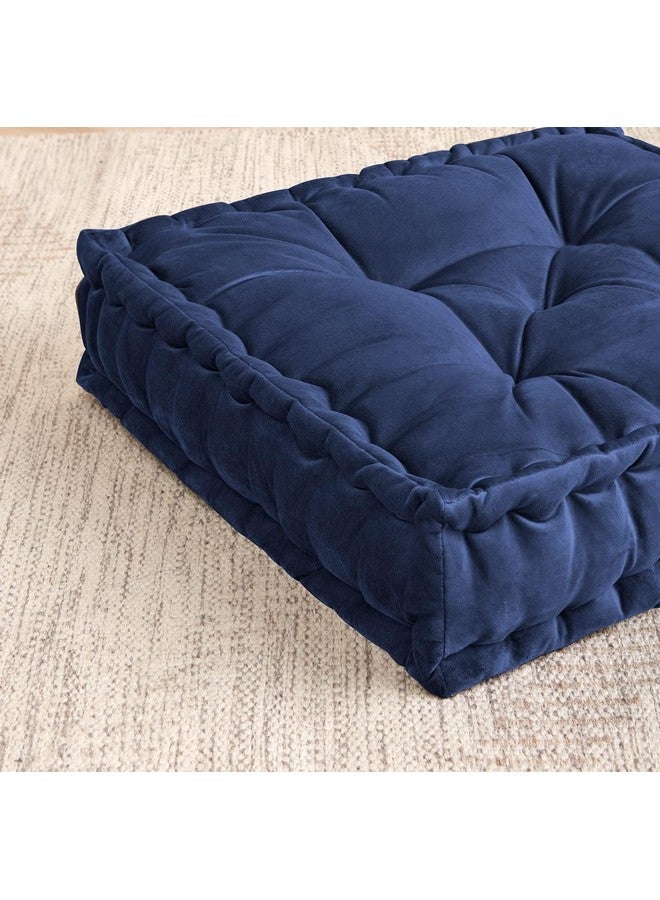 9villa 9villa Velvet Floor Cushion - Soft & Thick Micro-Fiber Filler - Large Size Cushion for Sofa, Reading Book, Living Room, Balcony, Garden, Yoga, Meditation - 50x50x10 cm (Navy) - Image 2