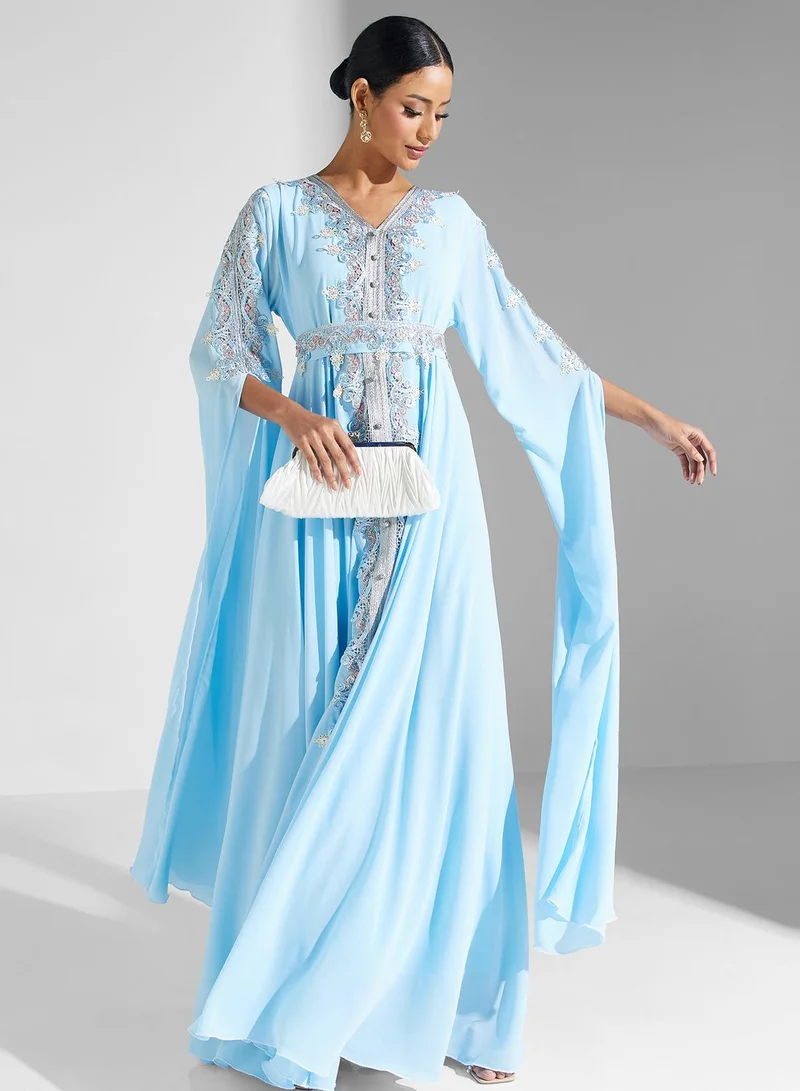 hayas closet Embroidered Chiffon Dress