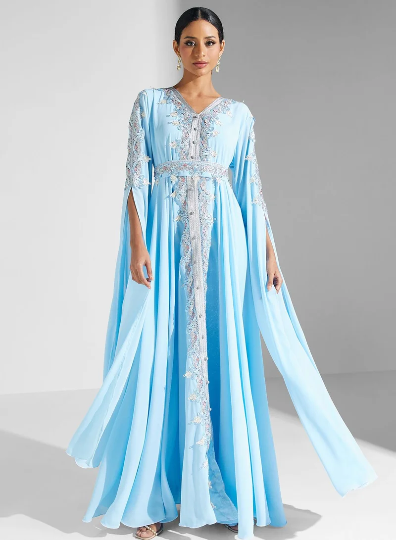 hayas closet Embroidered Chiffon Dress