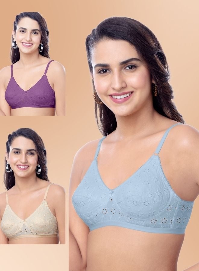 BRIDA Brida Women's Cotton Minimizer Saree Bra (Italia) & High-Waisted Pure Cotton Panties Set (Marvel )-Colours & Print May Vary  - Image 5