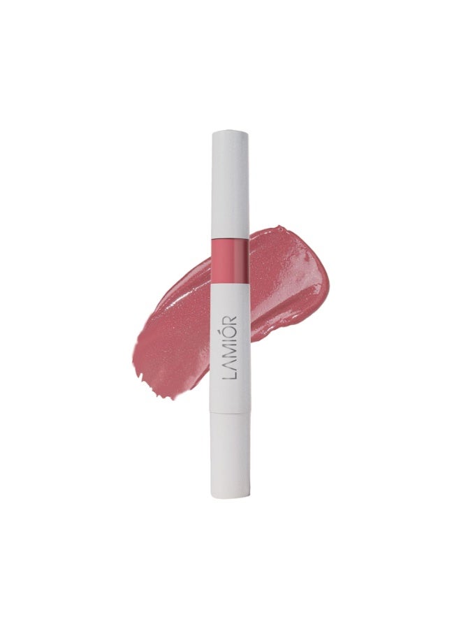 LAMIOR Peptide Glaze Lip Balm - 3 in 1 Formula for Glossy Shine, Healing & Nourishment for Dry Dark & Pigmented Lips with Shea Butter, Non Sticky, Moisturizing Lip Balm for Women, (Strawberry Cake) - Image 1