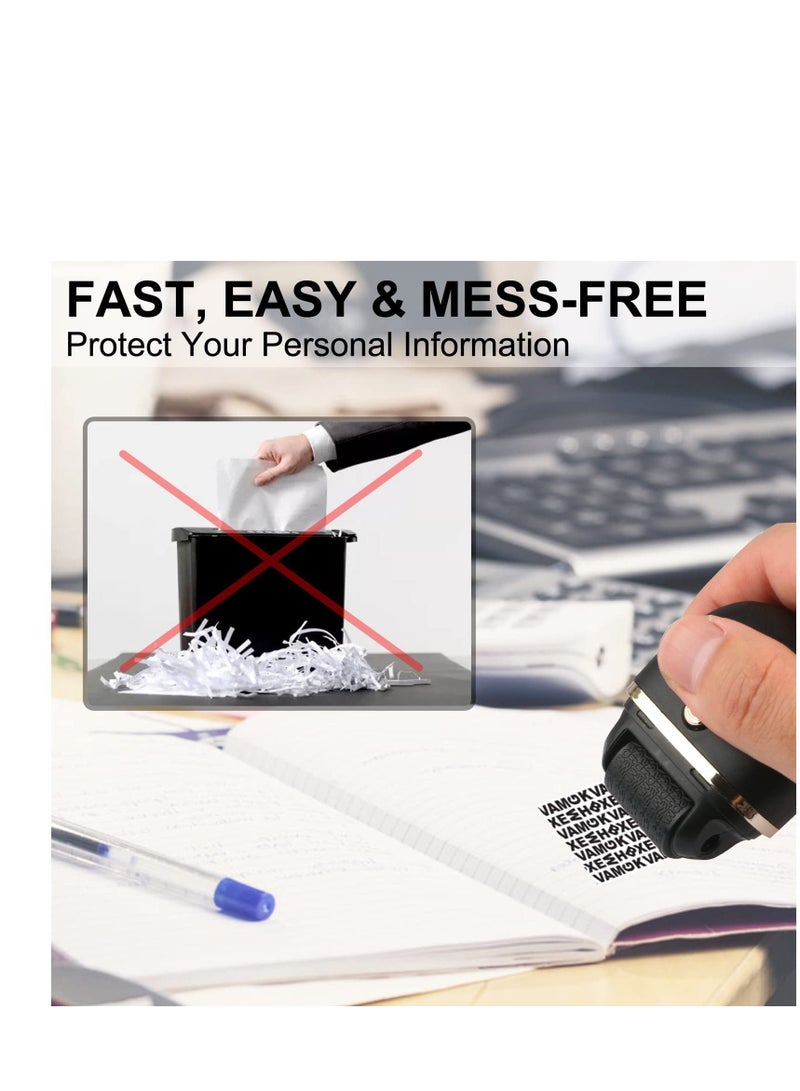 Y&D Identity Protection Roller Stamps 1 Pack - Wide Theft Stamp Privacy Roll for ID Blockout Confidential and Address Blocker (Black) - Image 5