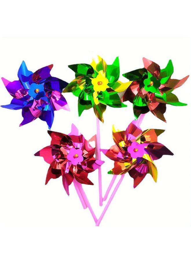 50pcs Colorful Sequin Windmills Holographic Plastic DIY Craft Yard Holiday Decoration - Image 5