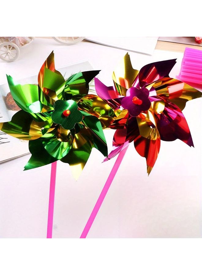 50pcs Colorful Sequin Windmills Holographic Plastic DIY Craft Yard Holiday Decoration - Image 3