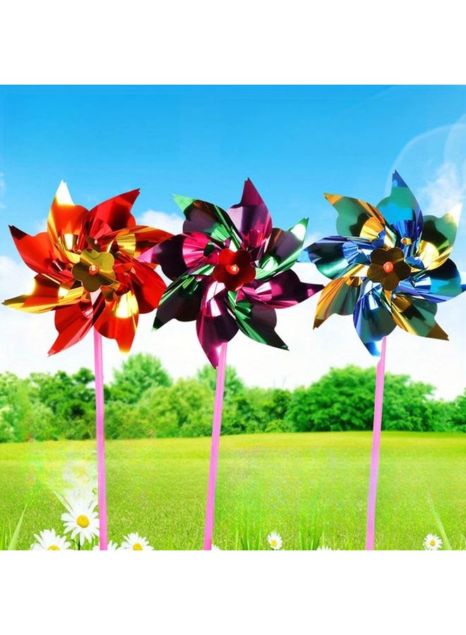 50pcs Colorful Sequin Windmills Holographic Plastic DIY Craft Yard Holiday Decoration - Image 2