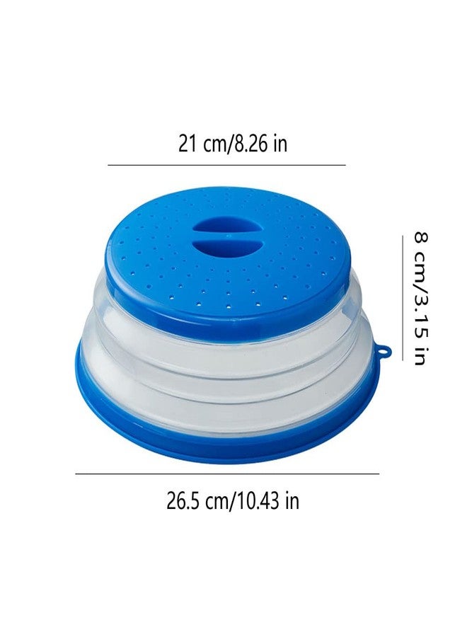 JYYHSF Collapsible Microwave Splatter Cover For Food With Silicone Mats, 10.5 Inch, Dishwasher-safe, Microwave Plate Cover With Steam Vent，BPA-Free Silicone & Plastic (2 PCS,blue & red) - Image 2