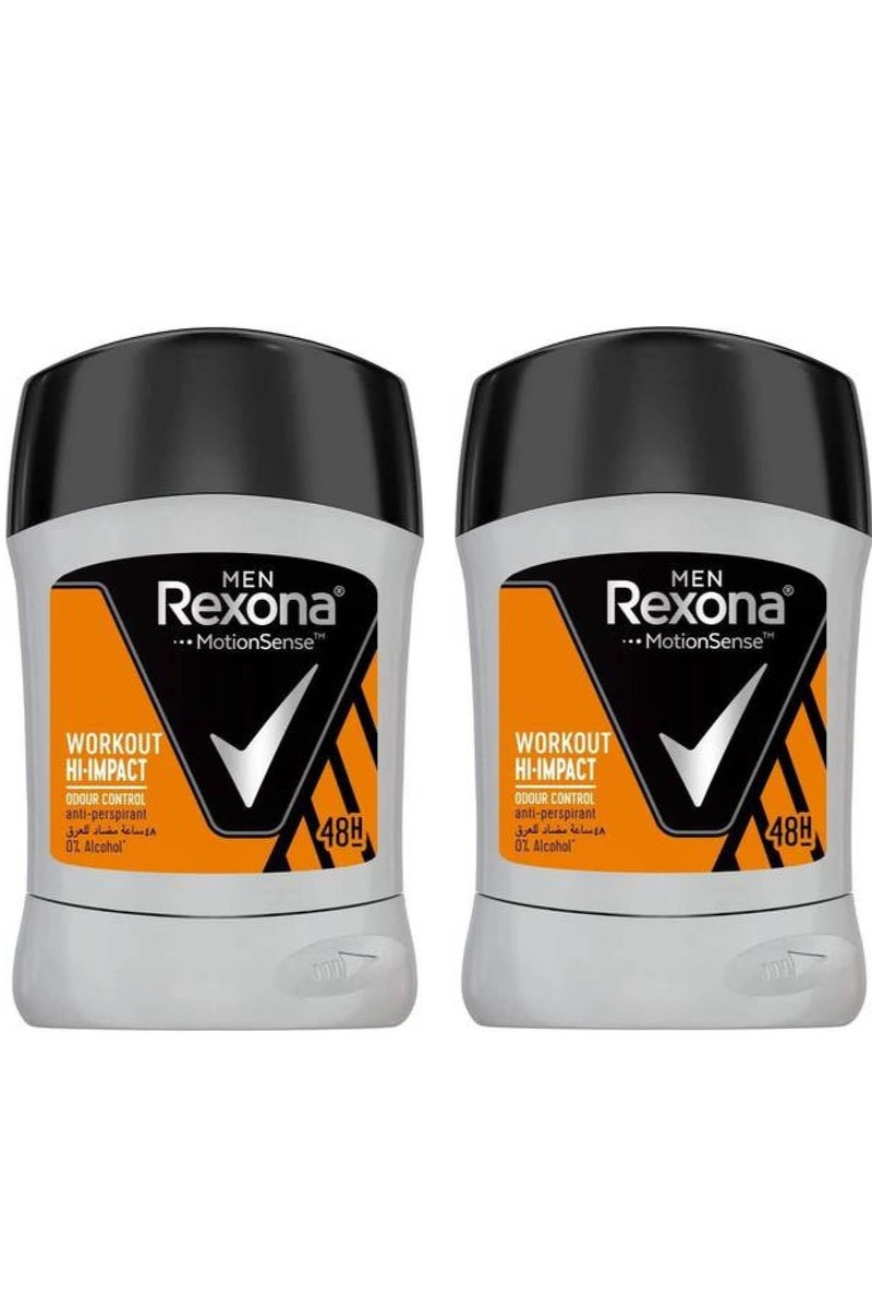 Rexona 2Pcs Rexona Men Workout HI-Impact  Antiperspirant Stick 40grams - Image 1