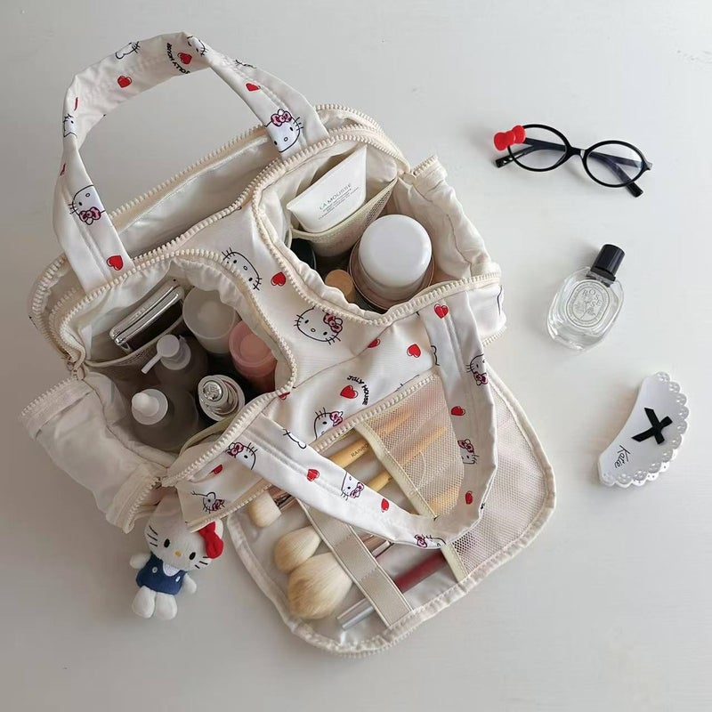 Partitioned Cosmetic Bag Women'S Double Opening Wide Opening Large Capacity High-End Travel Portable Toiletries Bag Storage Bag - Image 1