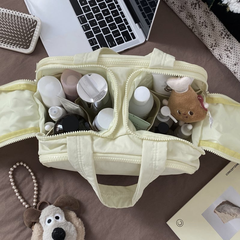 Partitioned Cosmetic Bag Women'S Double Opening Wide Opening Large Capacity High-End Travel Portable Toiletries Bag Storage Bag - Image 3