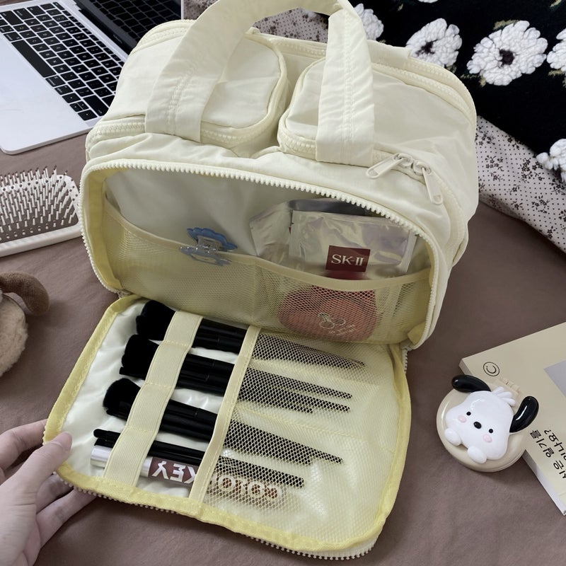 Partitioned Cosmetic Bag Women'S Double Opening Wide Opening Large Capacity High-End Travel Portable Toiletries Bag Storage Bag - Image 4