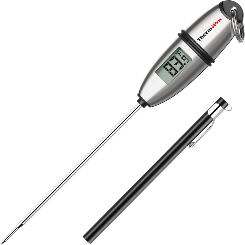 ترمومتر طعام رقمي ThermoPro TP02S للطهي والخبز والعجين والسوائل واللحوم مع مسبار طويل جداً للشواء والمطبخ والشواء والزيت والحليب والزبادي وصنع الحلوى