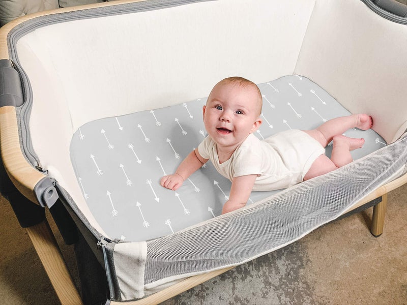 BaeBae Goods Bassinet Bed Sheets â€“ Premium Bassinet Fitted Sheet for Halo, Mika Micky, Maxi Cosi & Others - 4 Pack 100% Jersey Knit - Bassinet Bedding for Standard Size Oval or Halo Bassinet Pads for Boys & Girls - Image 2