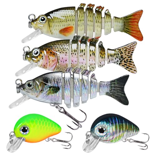 TRUSCEND Fishing Lures for Bass Trout Crappie, Multi Jointed Swimbait with Crankbaits, Slow Sinking Swimming Lures Freshwater Saltwater, Lifelike Walleye Pike Bass Lure, Fishing Gear Plugs Baits - Image 1