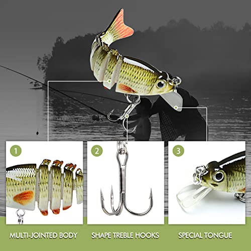 TRUSCEND Fishing Lures for Bass Trout Crappie, Multi Jointed Swimbait with Crankbaits, Slow Sinking Swimming Lures Freshwater Saltwater, Lifelike Walleye Pike Bass Lure, Fishing Gear Plugs Baits - Image 4