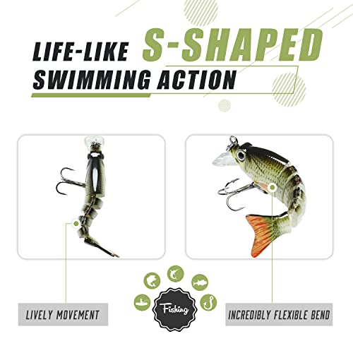 TRUSCEND Fishing Lures for Bass Trout Crappie, Multi Jointed Swimbait with Crankbaits, Slow Sinking Swimming Lures Freshwater Saltwater, Lifelike Walleye Pike Bass Lure, Fishing Gear Plugs Baits - Image 3