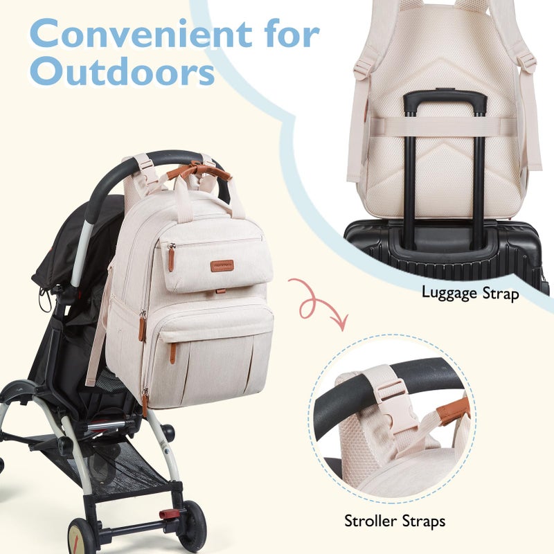 mommore Diaper Bag Backpack, Large Diaper Bag Expandable for 2 Kids/Twins, Durable Baby Bag with Changing Pad, Water Resistant Travel Diaper Backpack for Mom Dad - Image 5