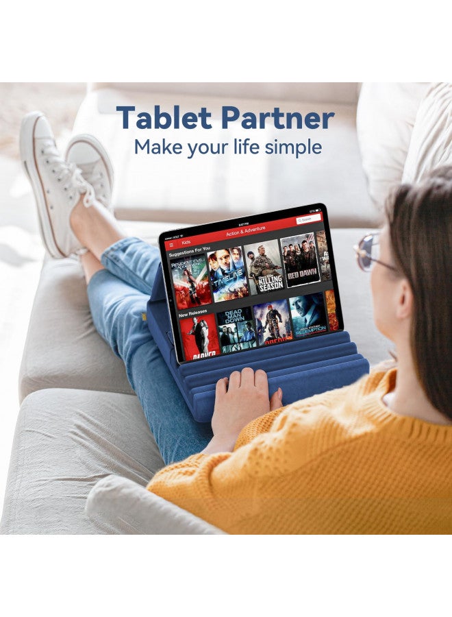 KDD حامل وسادة كدي للتابلت، حامل آيباد قابل للطي للركبة، السرير والمكتب - قاعدة وسادة ناعمة للتابلت مع جيب وحامل قلم متوافق مع آيباد برو 12.9، 10.5، 9.7 إير ميني 6 5 4 3، جالاكسي تاب، قارئ إلكتروني - Image 1