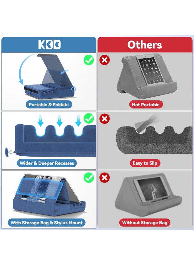 KDD حامل وسادة كدي للتابلت، حامل آيباد قابل للطي للركبة، السرير والمكتب - قاعدة وسادة ناعمة للتابلت مع جيب وحامل قلم متوافق مع آيباد برو 12.9، 10.5، 9.7 إير ميني 6 5 4 3، جالاكسي تاب، قارئ إلكتروني - Image 3