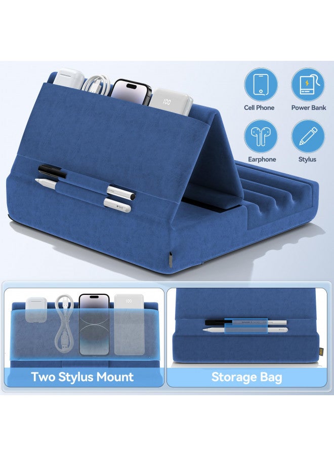 KDD حامل وسادة كدي للتابلت، حامل آيباد قابل للطي للركبة، السرير والمكتب - قاعدة وسادة ناعمة للتابلت مع جيب وحامل قلم متوافق مع آيباد برو 12.9، 10.5، 9.7 إير ميني 6 5 4 3، جالاكسي تاب، قارئ إلكتروني - Image 4