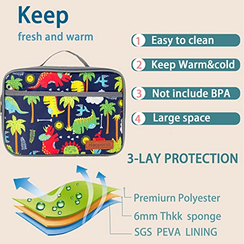 Kulle Lunch Box Kids,Lunch Bag Boys,Washable and Reusable Toddler Lunch Box for Daycare,Lunchbox for School,Outdoor(Dinosaur) - Image 4