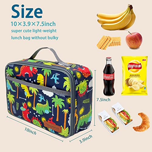 Kulle Lunch Box Kids,Lunch Bag Boys,Washable and Reusable Toddler Lunch Box for Daycare,Lunchbox for School,Outdoor(Dinosaur) - Image 3