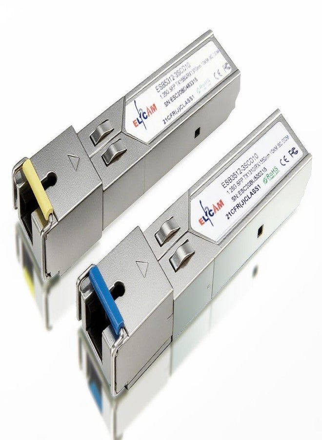 Elfcam® - 2 Pack 1.25 Gbps SFP, Fiber Optic Connector SC Single-Mode 10KM DDM, TX 1310nm /RX 1550nm and TX 1550nm / RX 1310nm - Image 1