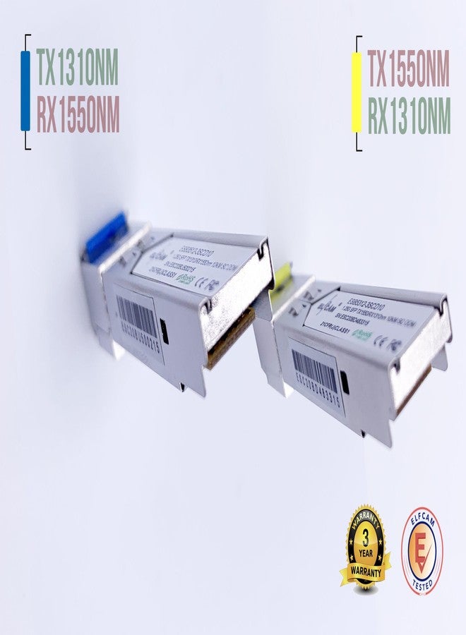 Elfcam® - 2 Pack 1.25 Gbps SFP, Fiber Optic Connector SC Single-Mode 10KM DDM, TX 1310nm /RX 1550nm and TX 1550nm / RX 1310nm - Image 4