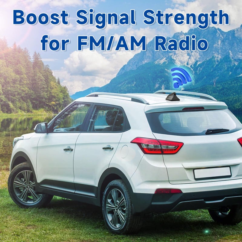 Eightwood Shark Fin Amplified Car Radio Antenna, Universal Roof Mount FM AM Antenna with 12V Power Wire for Vehicle Car Truck SUV Stereo Radio Receiver Media Head Unit - Image 3