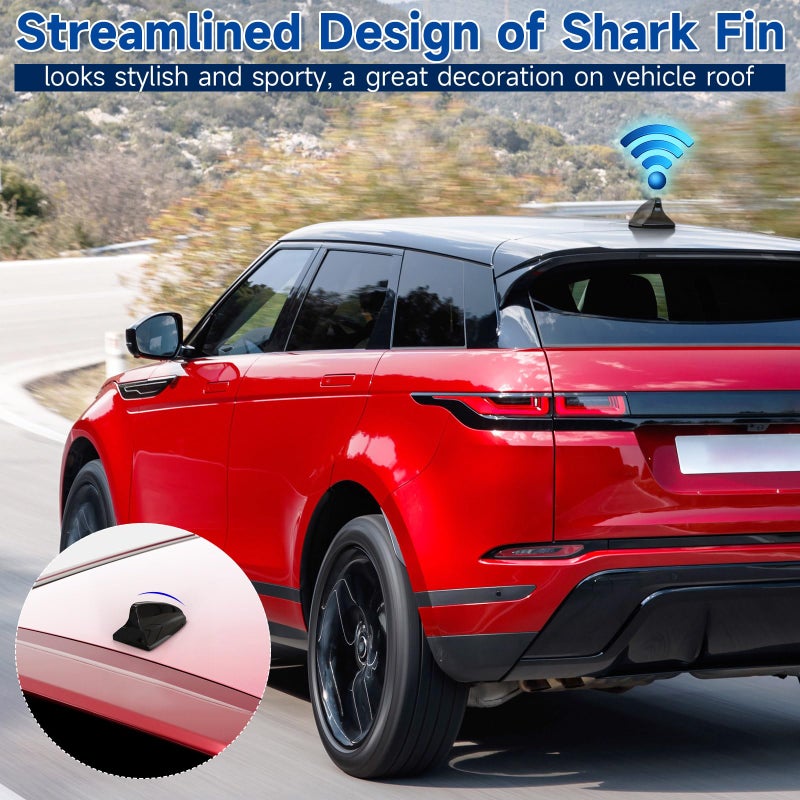 Eightwood Shark Fin Amplified Car Radio Antenna, Universal Roof Mount FM AM Antenna with 12V Power Wire for Vehicle Car Truck SUV Stereo Radio Receiver Media Head Unit - Image 2