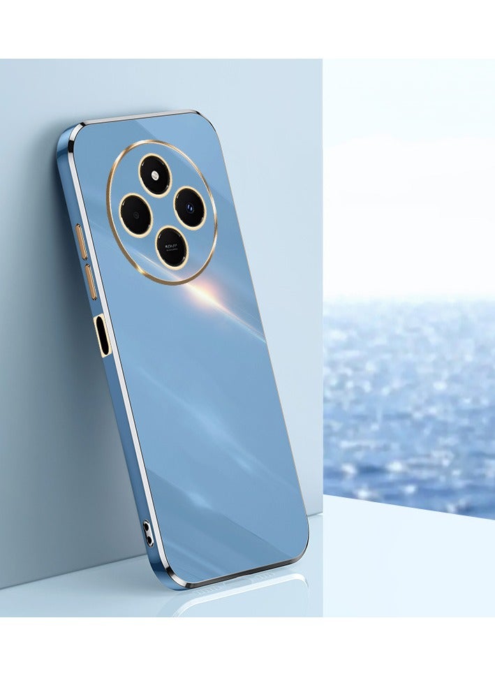 غطاء الحالة لـ Redmi 14C 4G / Xiaomi POCO C75 4G, الغطاء الخلفي الناعم للطلاء الفاخر, رفعت حماية الكاميرا الكاملة, حالة الهاتف المحمول TPU رقيقة رقيقة, أزرق