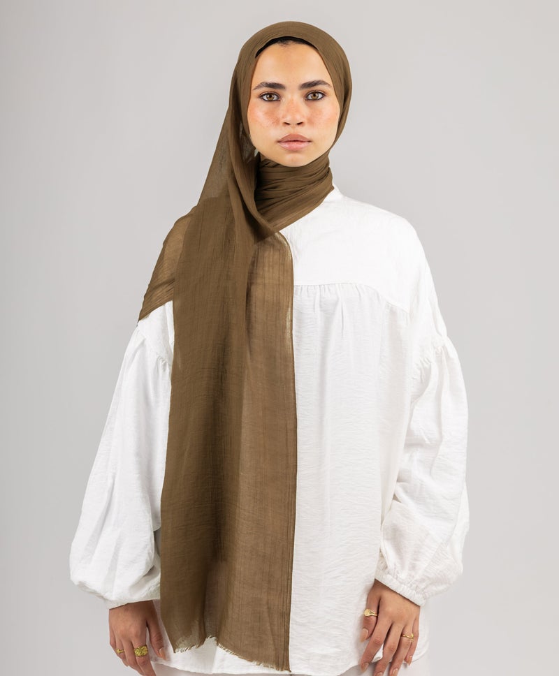 Soft Cotton Scarf — Peanut Brown