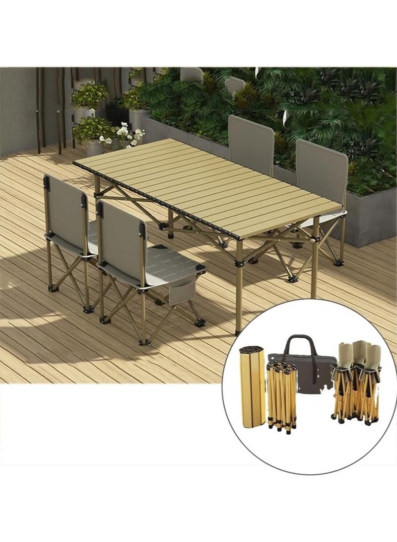 DubaiGallery Portable Folding Camping Table with Rollable Aluminum Top Lightweight Compact for Easy Carry Durable Waterproof Design Stable Steel Frame Perfect for Outdoor Adventures Picnics Beach BBQ Hiking Fishing and Travel 90cm x 55cm - Image 4